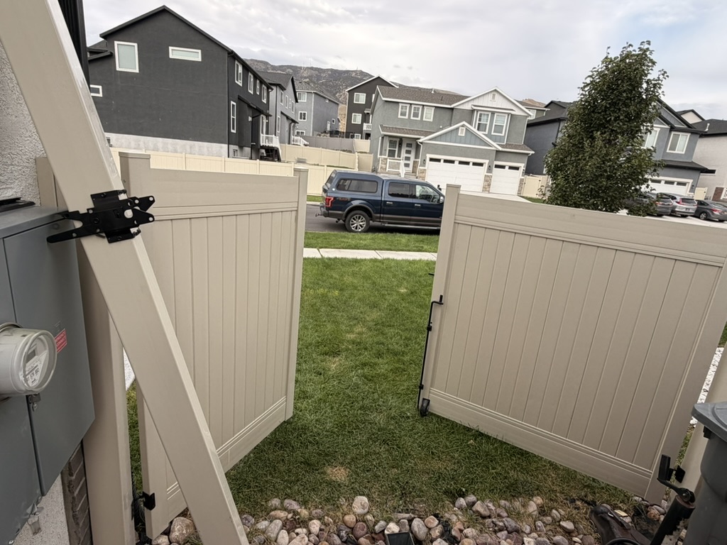 View through the completed double gate showing the full access width